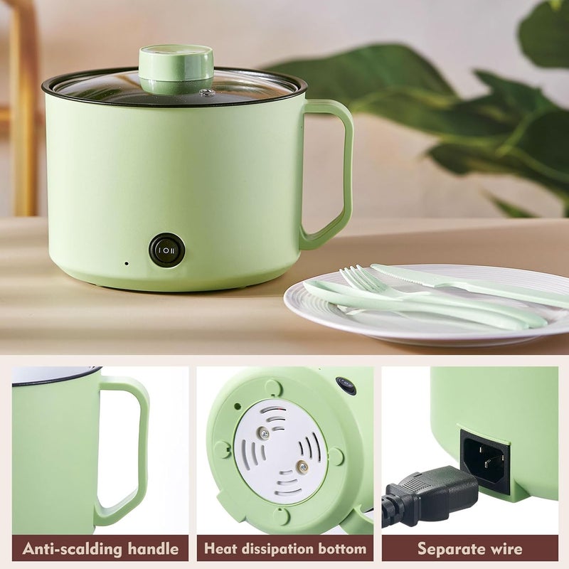 Romooa 2 Pcs 1.8l Electric Ramen Cooker Hot Pot Electric Dual Power Noodle Cooker, Boil Dry Protection, Nonstick, Multifunctional Lazy Pot for Cooking Pasta, Noodles, Egg, Dorm Home Travel 7x3.15 - Image 3